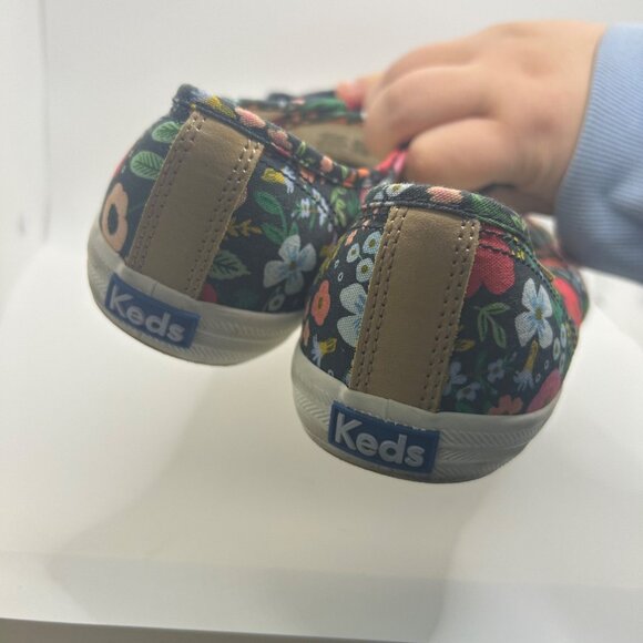 Keds Womens Floral Canvas Lace-Up Sneakers Navy Multicolor Size 8.5 - Picture 6 of 10